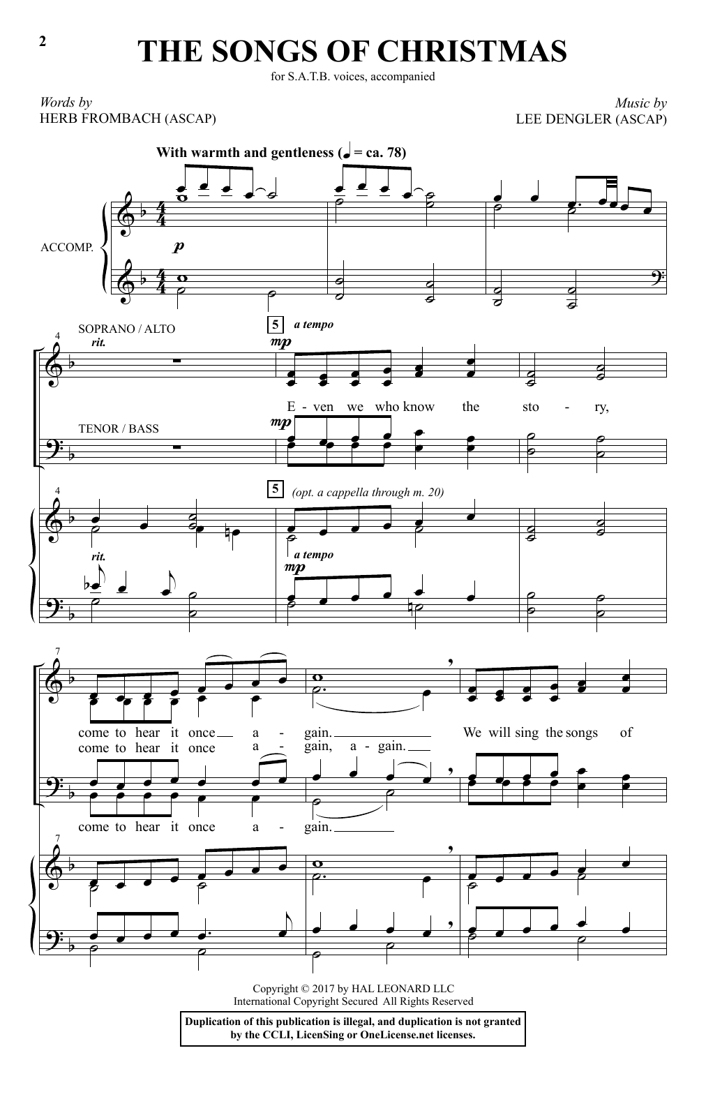 Product gallery: Page 1 of 1 The Songs Of Christmas, Lee Dengler