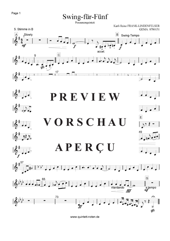 Product gallery: Page 13 of 14 Swing für Fünf , , (Trombone/Tenor Horn Quintet)