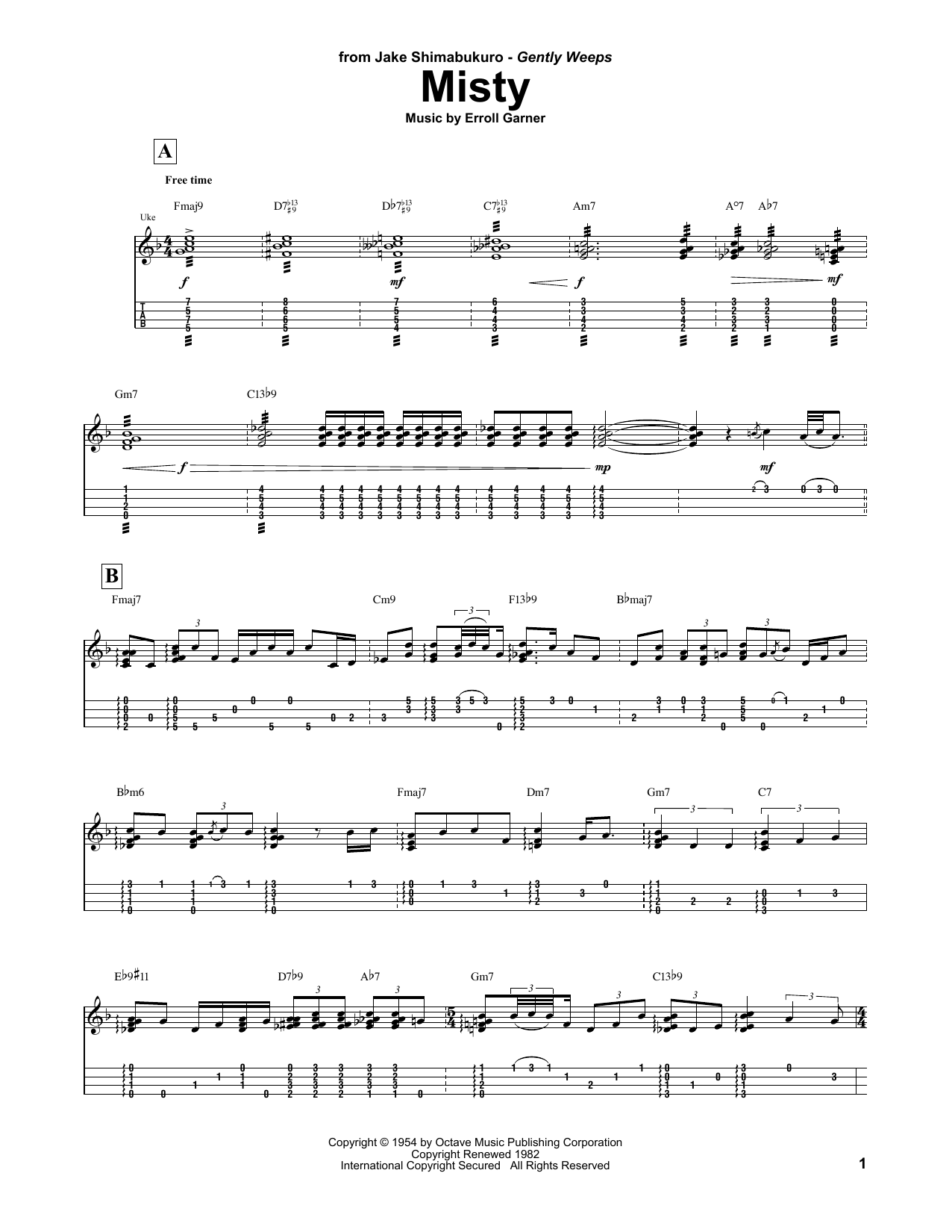 Product gallery: Page 1 of 1 Misty (arr. Jake Shimabukuro), Johnny Mathis