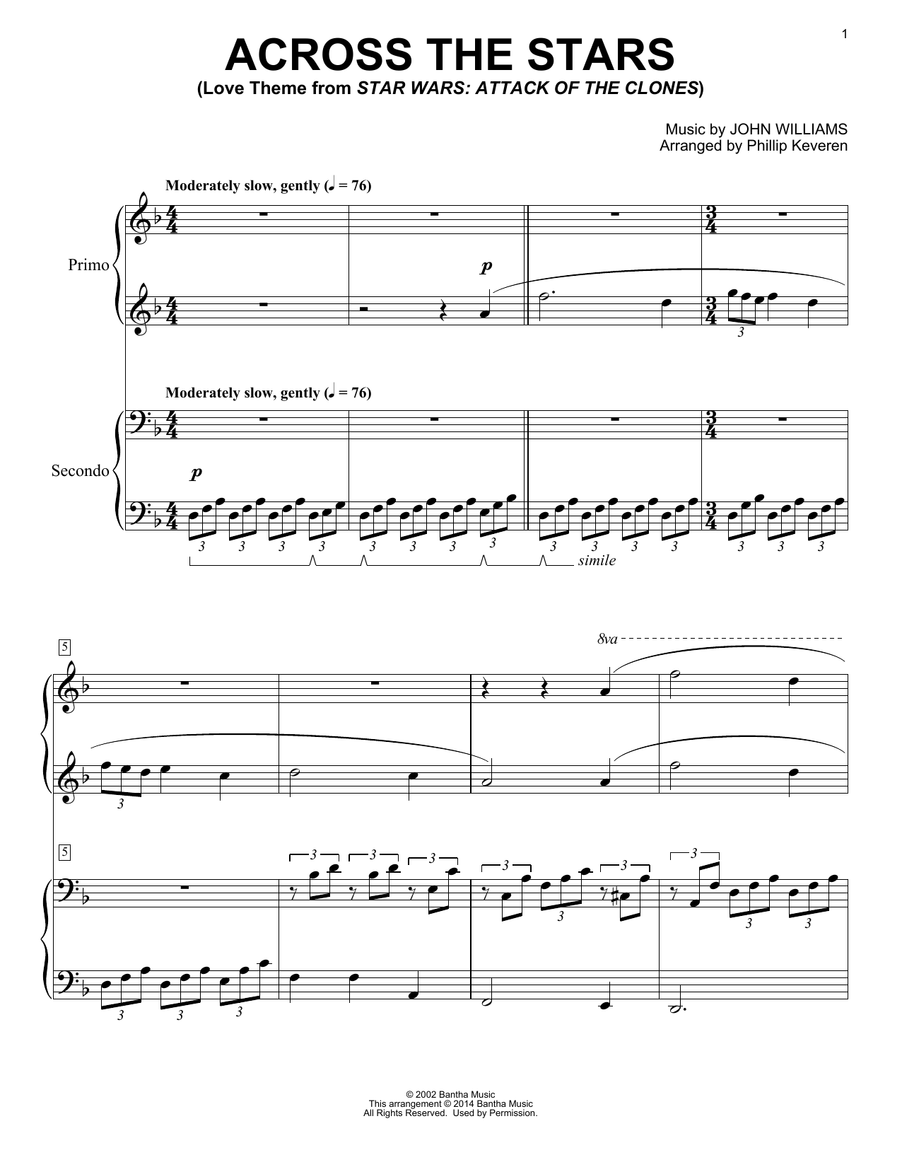 Product picture to: Across The Stars (from Star Wars: Attack of the Clones) (arr. Phillip Keveren)