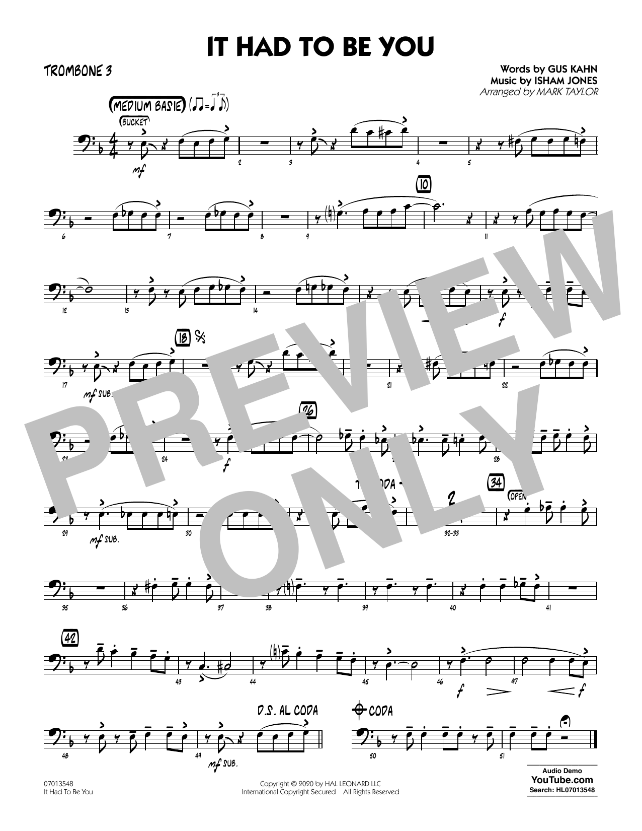 Produktgalerie: Seite 1 von 1 It Had to Be You (arr. Mark Taylor) - Trombone 3, 