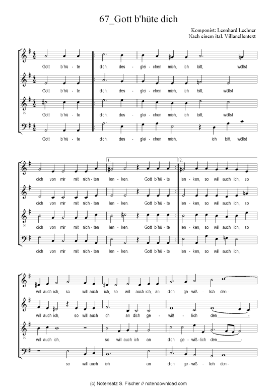 Product picture to: Gott b'hüte dich Leonhard Lechner Nach einem ital. Villanellentext
