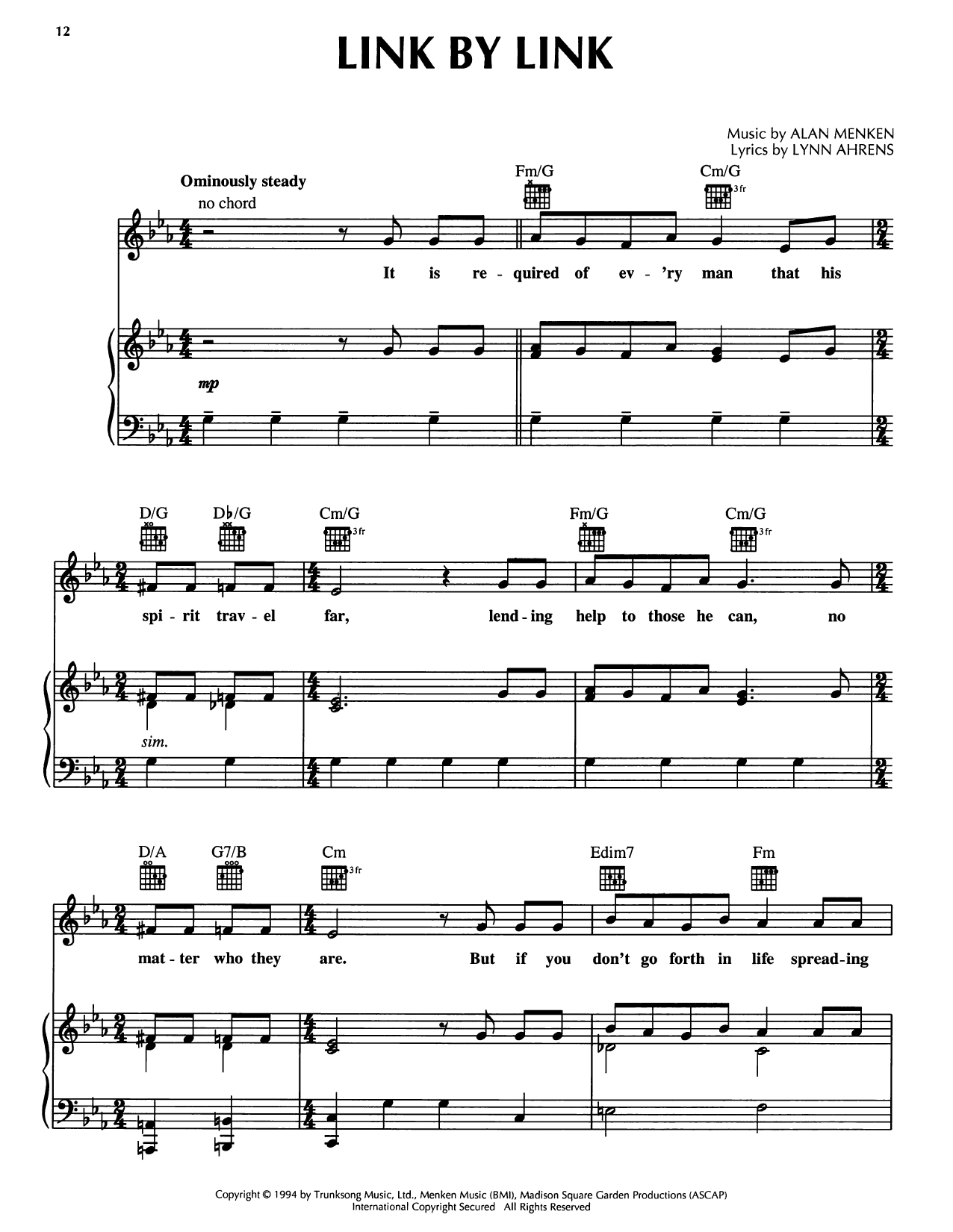Produktgalerie: Seite 1 von 1 Link By Link (from A Christmas Carol), Lynn Ahrens, Gesang, Gitarre, Klavier