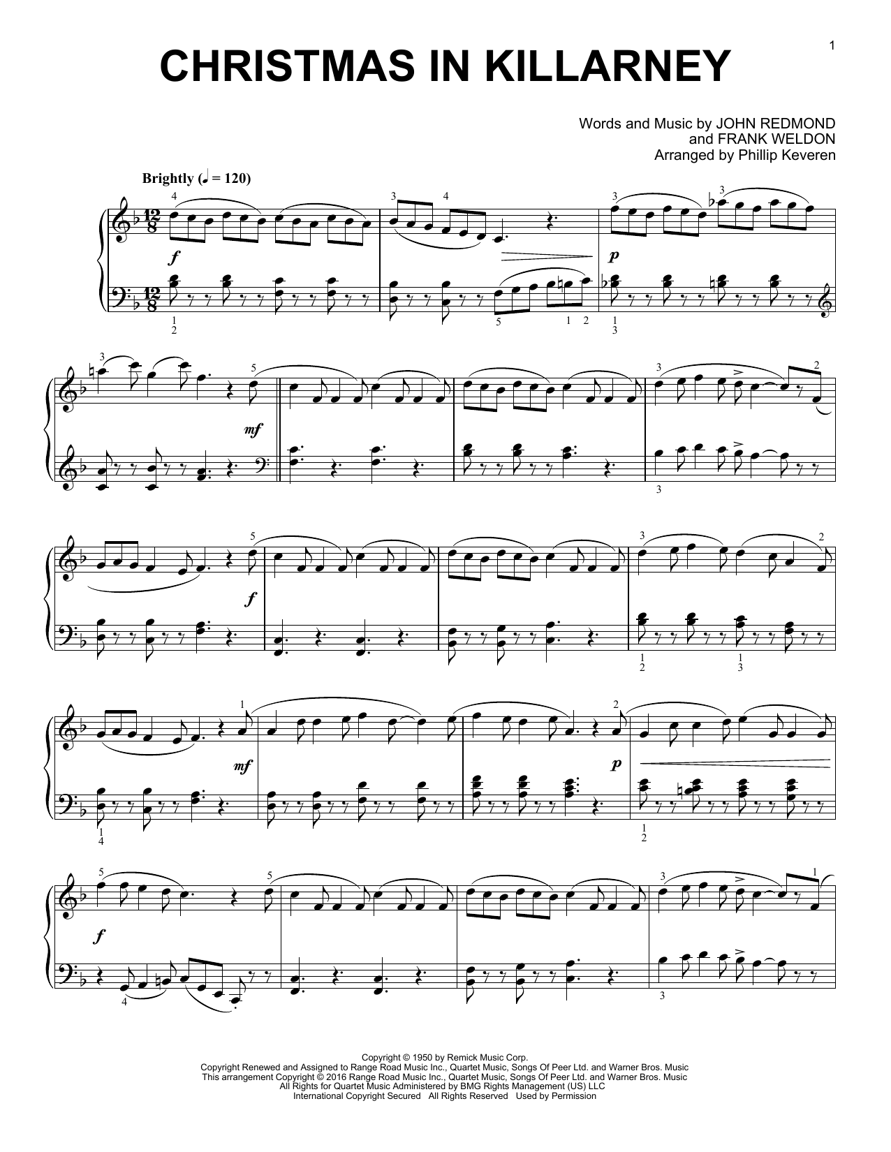 Product picture to:  Christmas In Killarney (arr. Phillip Keveren) - John Redmond