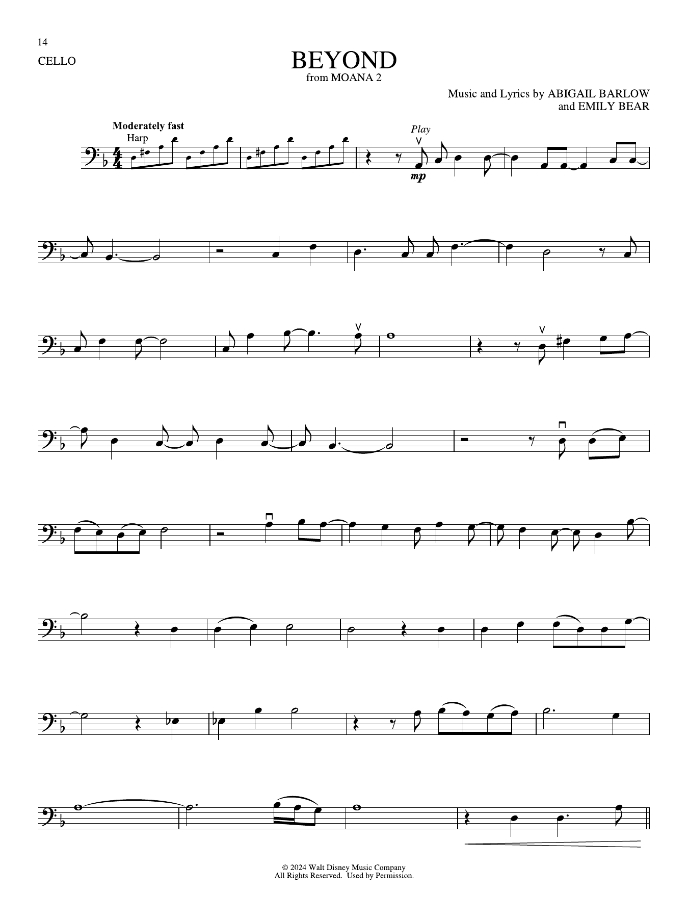 Produktgalerie: Seite 1 von 1 Beyond (from Moana 2), Abigail Barlow & Emily Bear, Violoncello