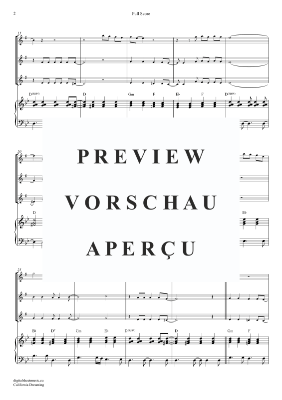 gallery: California Dreamin, Mamas & Papas, (Saxophon Trio AAA(T) + Klavier)