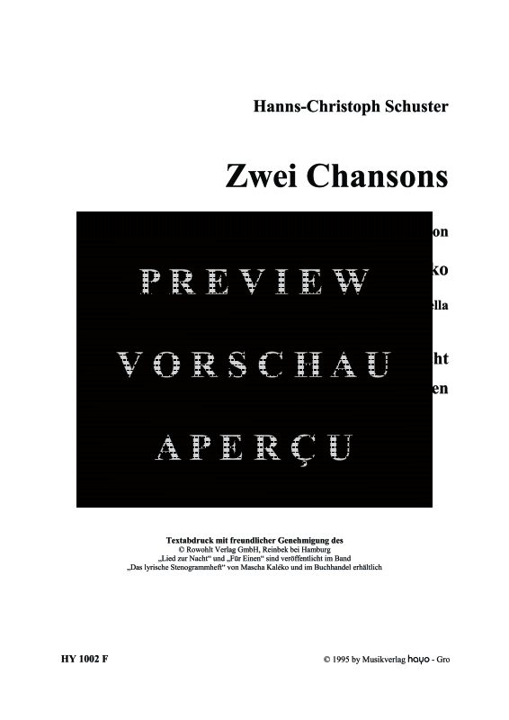 Product gallery: Page 4 of 11 Zwei Chansons (Lied zur Nacht, Für Einen), , (female choir SSAA)