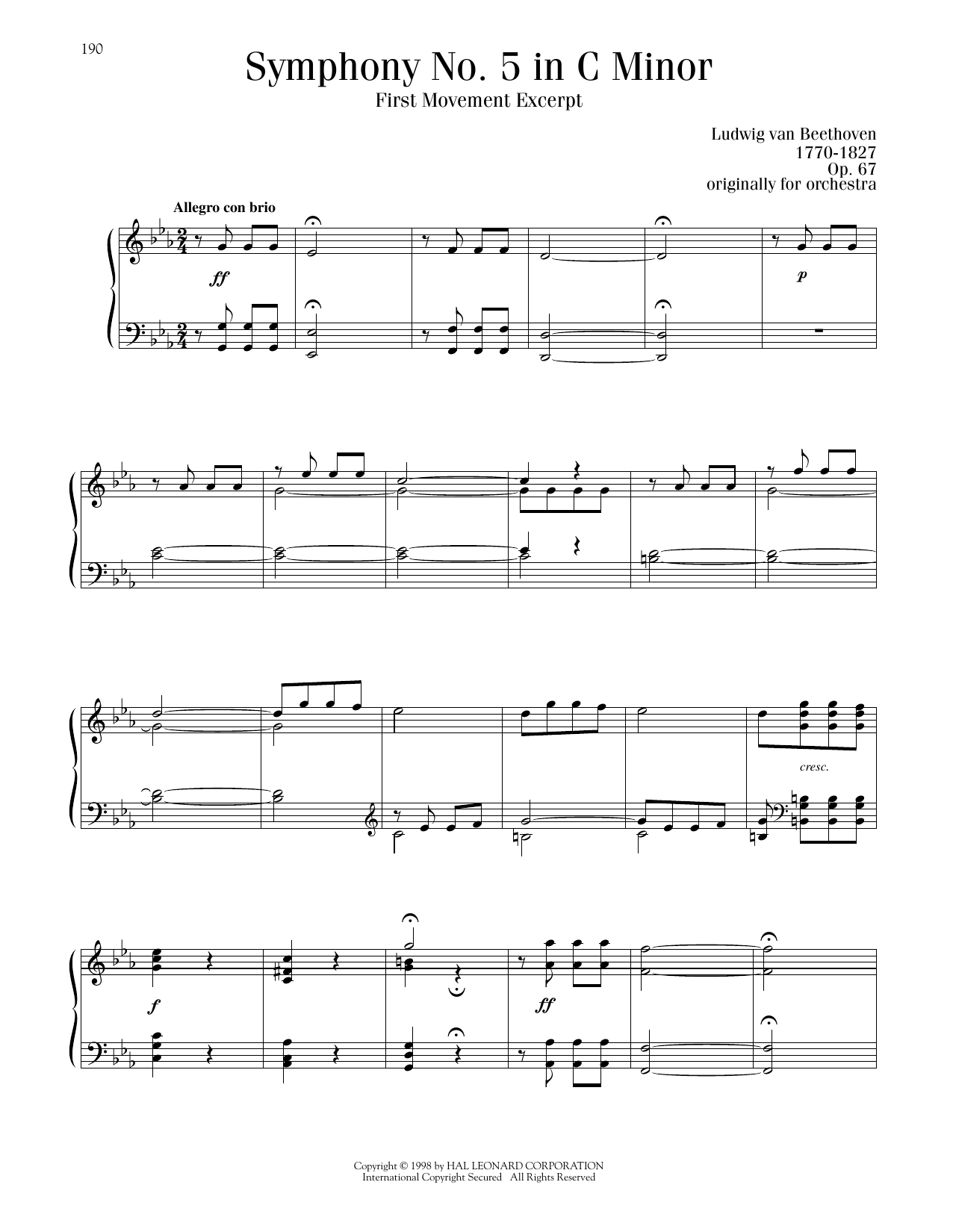 Produktbild zu: Symphony No. 5 In C Minor, First Movement Excerpt