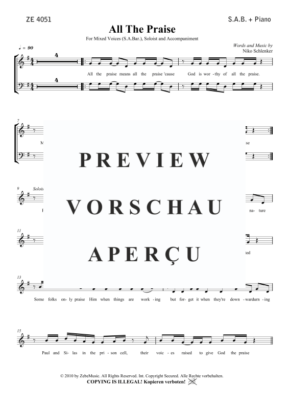 gallery: All the Praise, , Gemischter Chor SAB, Solo und Klavier