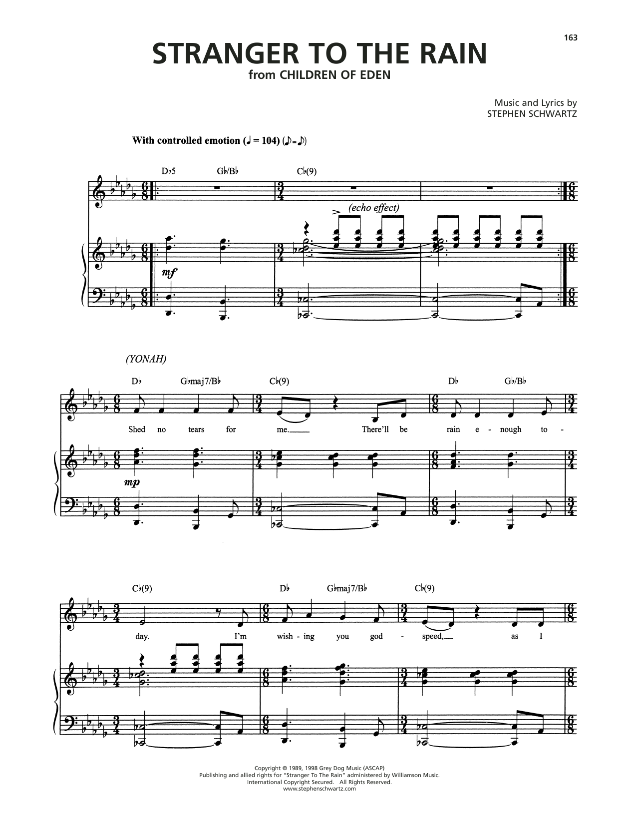 Produktbild zu: Stranger To The Rain (from Children Of Eden)