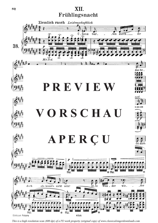 Product gallery: Page 2 of 3 Frühlingsnacht, Op.39 No.12, , Medium Voice and Piano