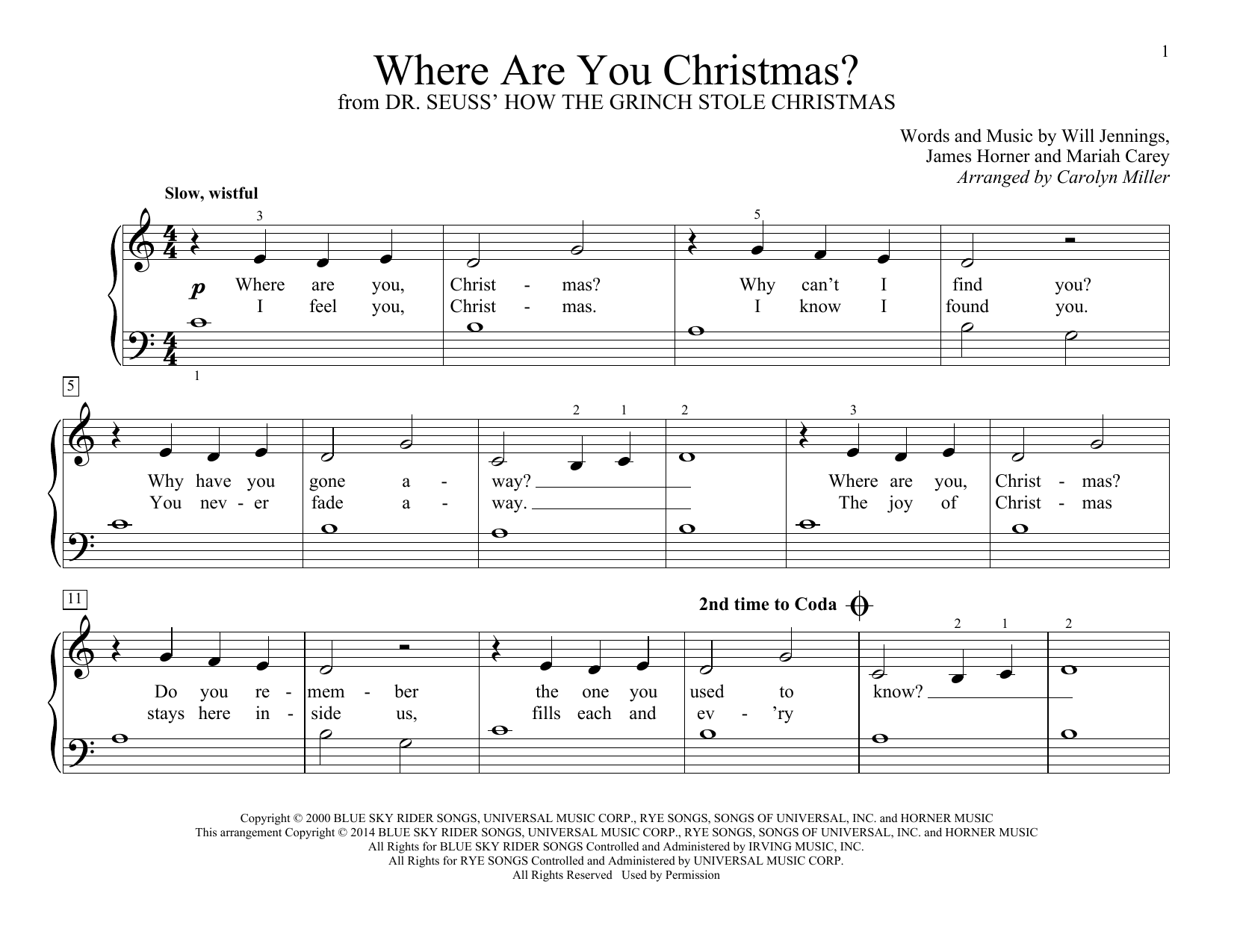 Produktbild zu: Where Are You Christmas? (arr. Carolyn Miller) (from How The Grinch Stole Christmas)