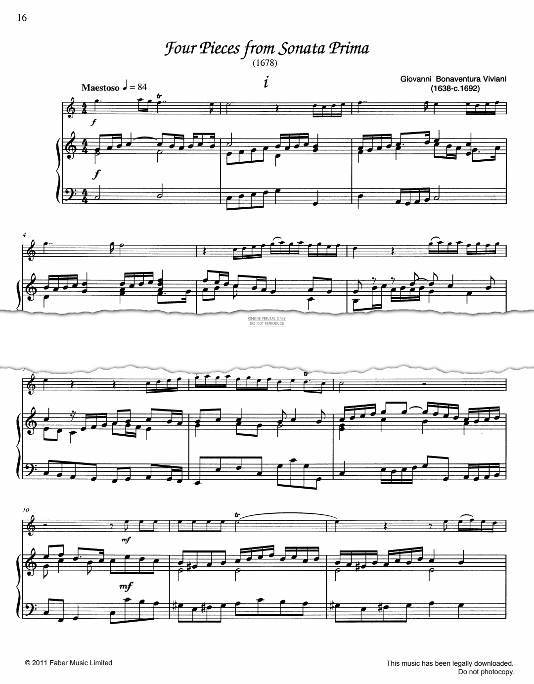 Produktgalerie: Seite 1 von 1 Four Pieces From Sonata Prima, Giovanni Bonaventura Viviani, Klavier, Trompete