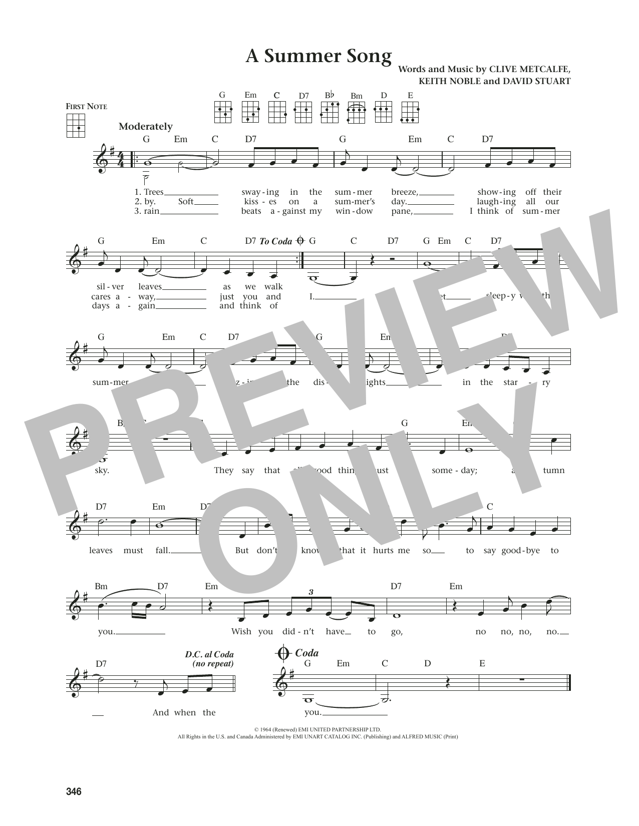 Produktgalerie: Seite 1 von 1 A Summer Song (from The Daily Ukulele) (arr. Jim Beloff), David Lanz, Ukulele
