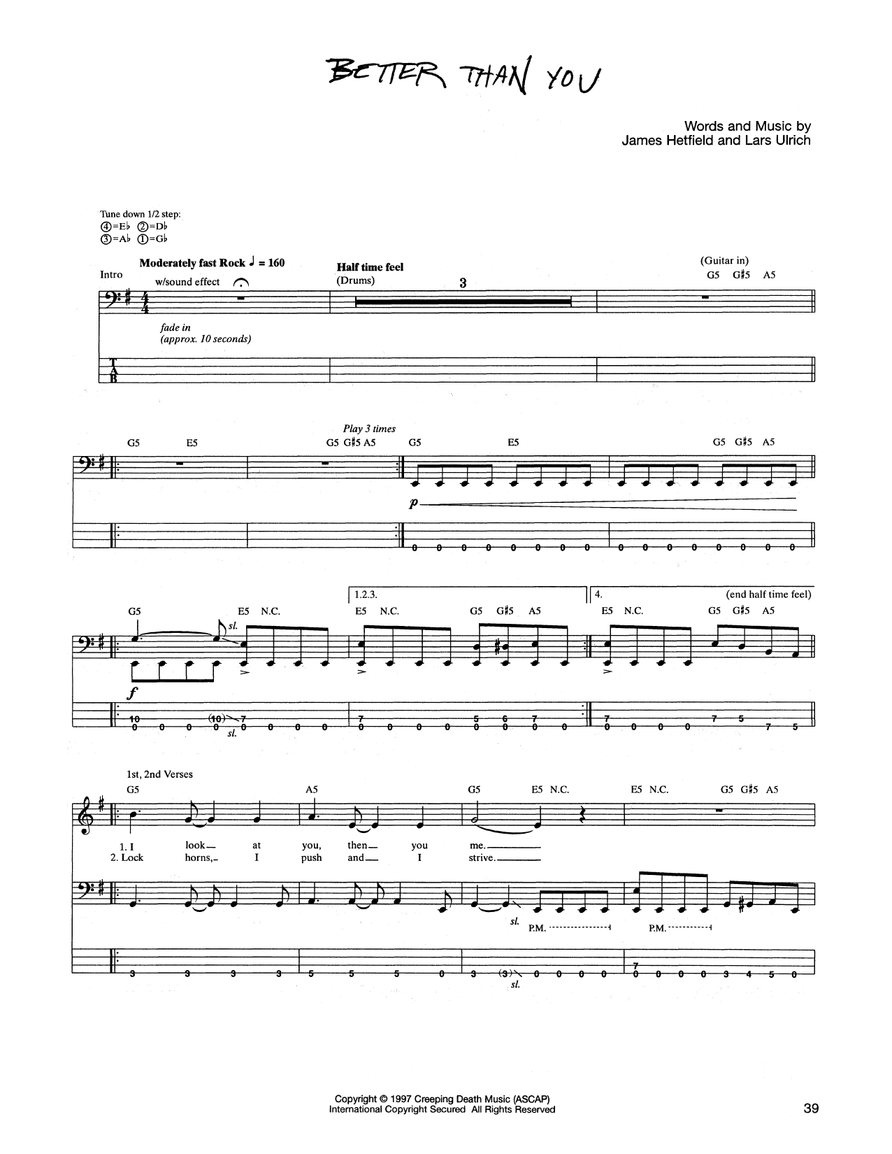 Produktgalerie: Seite 1 von 1 Better Than You, Metallica, E-Bass