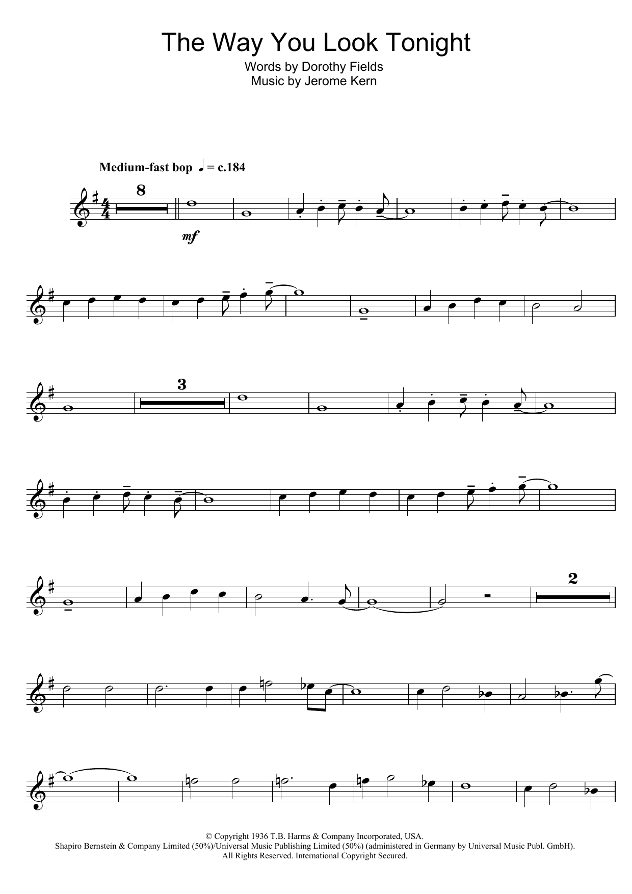 Product gallery: Page 1 of 1 The Way You Look Tonight, Jerome Kern