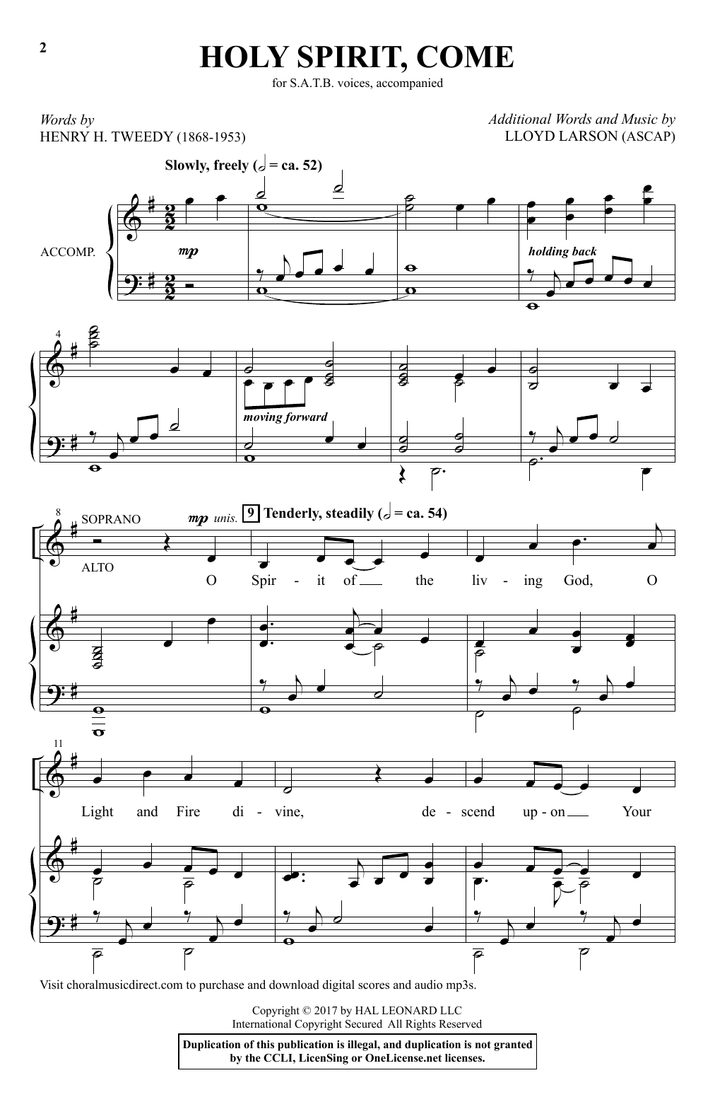Product gallery: Page 1 of 1 Holy Spirit, Come, Lloyd Larson
