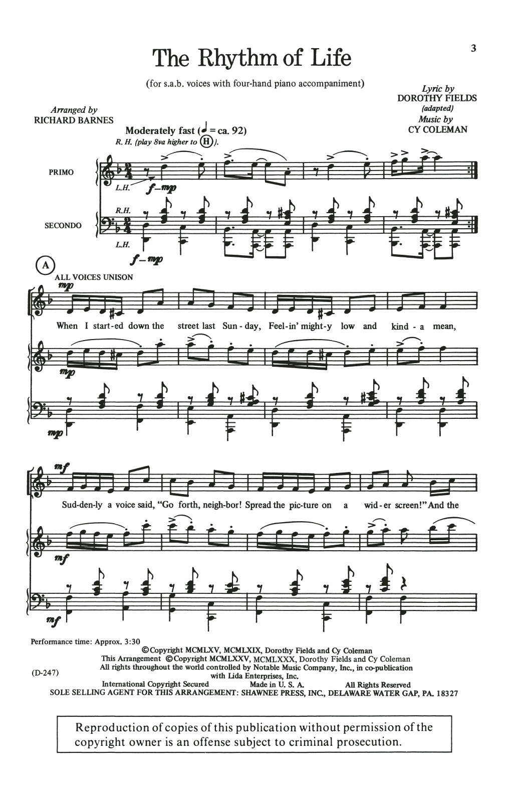 Produktbild zu: The Rhythm Of Life (from Sweet Charity) (arr. Richard Barnes)