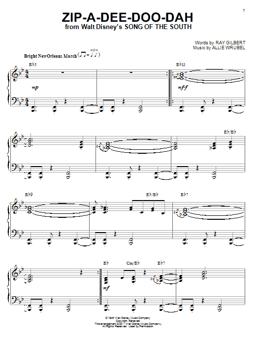 Product gallery: Page 1 of 1 Zip-A-Dee-Doo-Dah (from Song Of The South) [Jazz version] (arr. Brent Edstrom), James Baskett