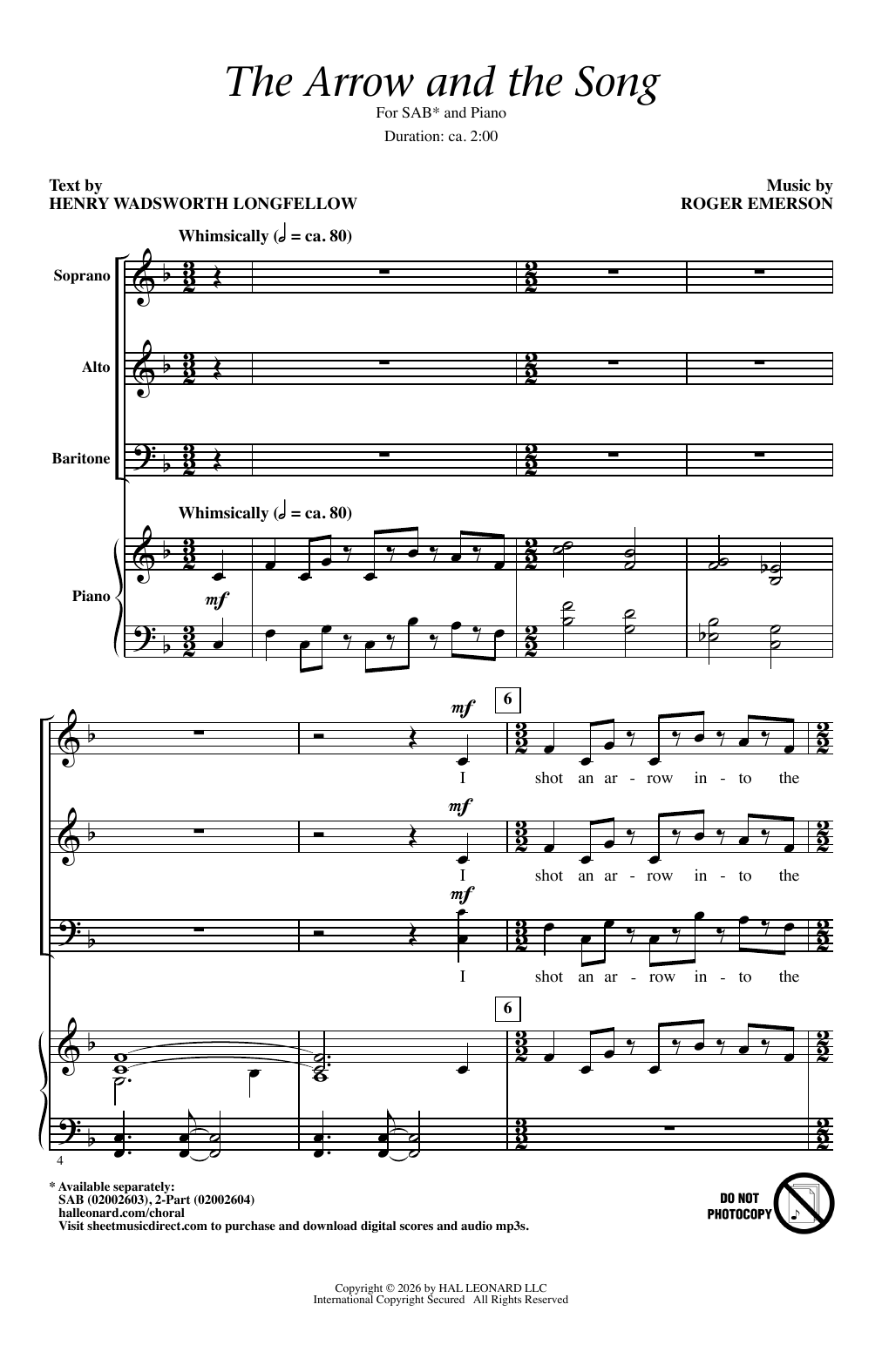 Produktgalerie: Seite 1 von 1 The Arrow And The Song, Roger Emerson, Chor