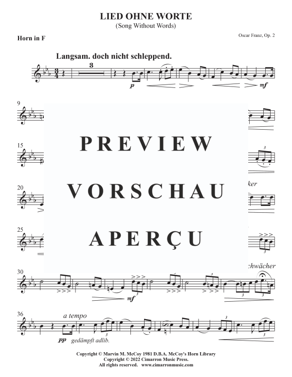 Product gallery: Page 9 of 10 Lied Ohne Worte, Op. 2, , Horn In F and Piano
