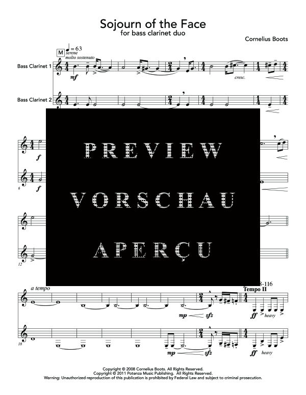 Product gallery: Page 5 of 11 Sojourn of the Face, , (clarinet duet 2x bass clarinet)