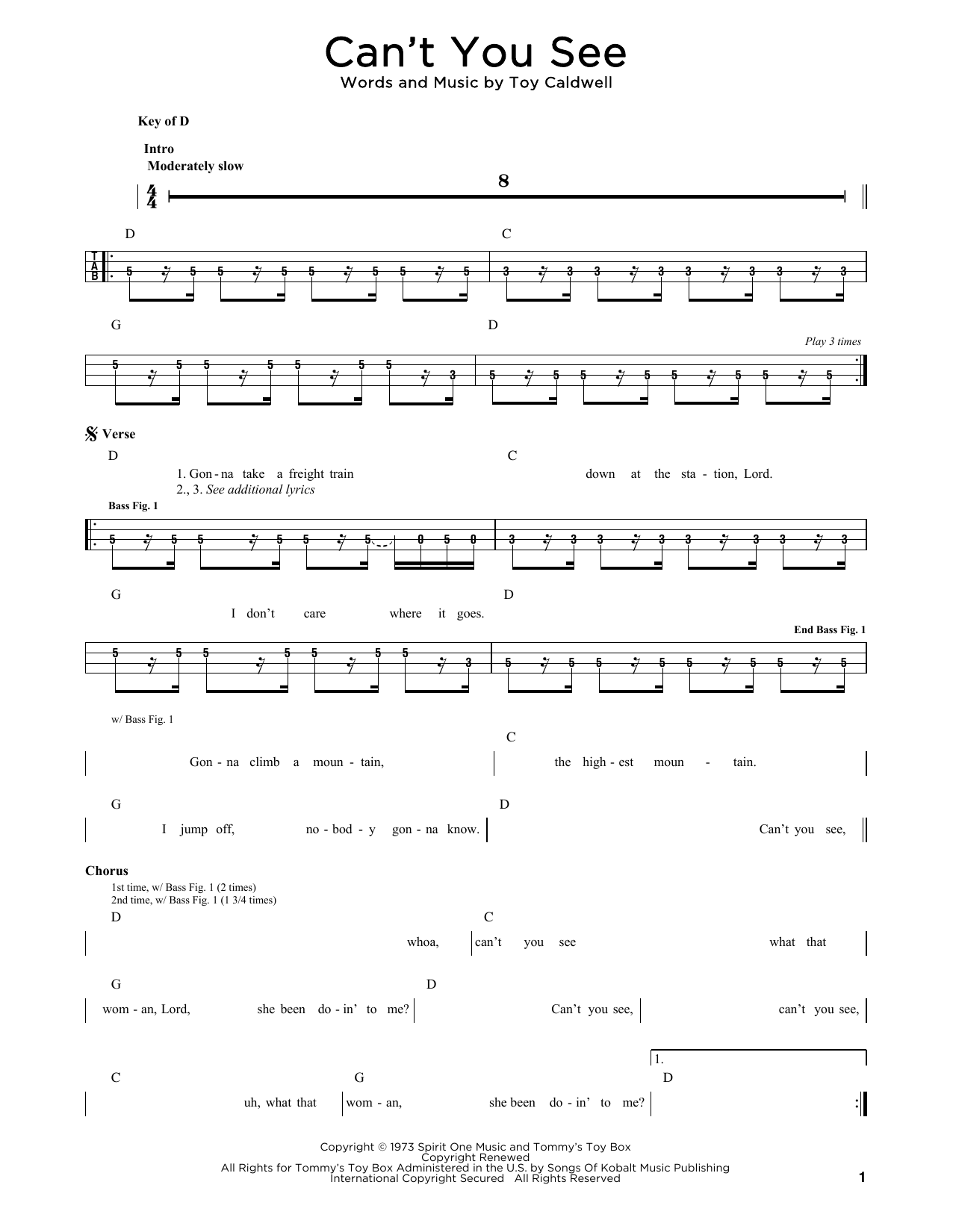 Produktgalerie: Seite 1 von 1 Can't You See, Marshall Tucker Band, E-Bass, Gitarre