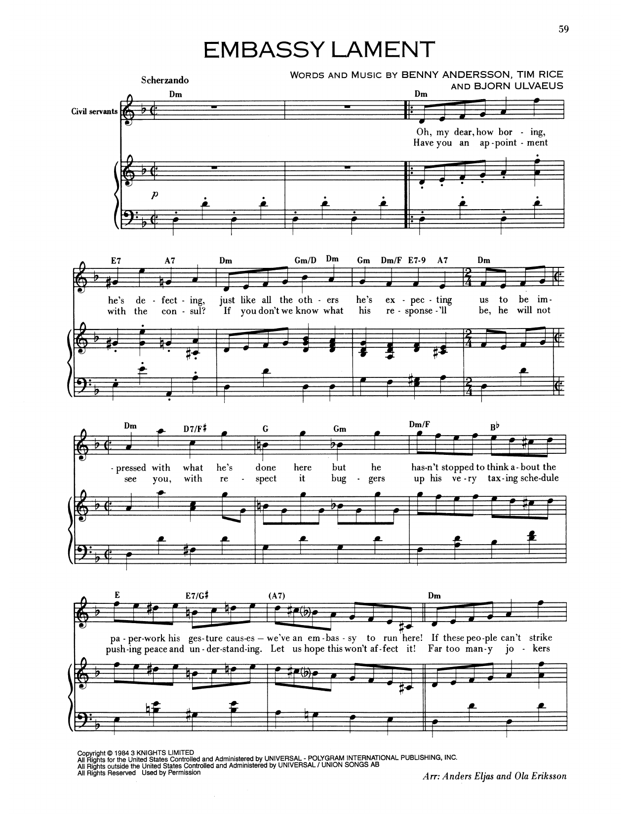 Produktgalerie: Seite 1 von 1 Embassy Lament (from Chess), Benny Andersson, Gesang, Klavier