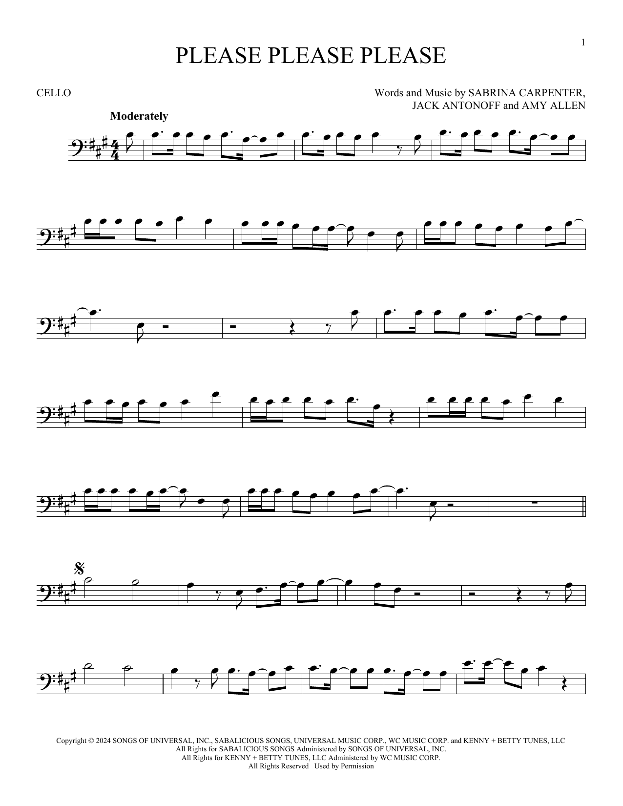 Produktgalerie: Seite 1 von 1 Please Please Please, Sabrina Carpenter, Violoncello