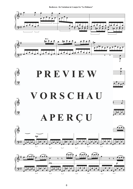 Produktgalerie: Seite 9 von 10 Six Variations in G major WoO 70 for Piano - From La Molinara, , Klavier Solo