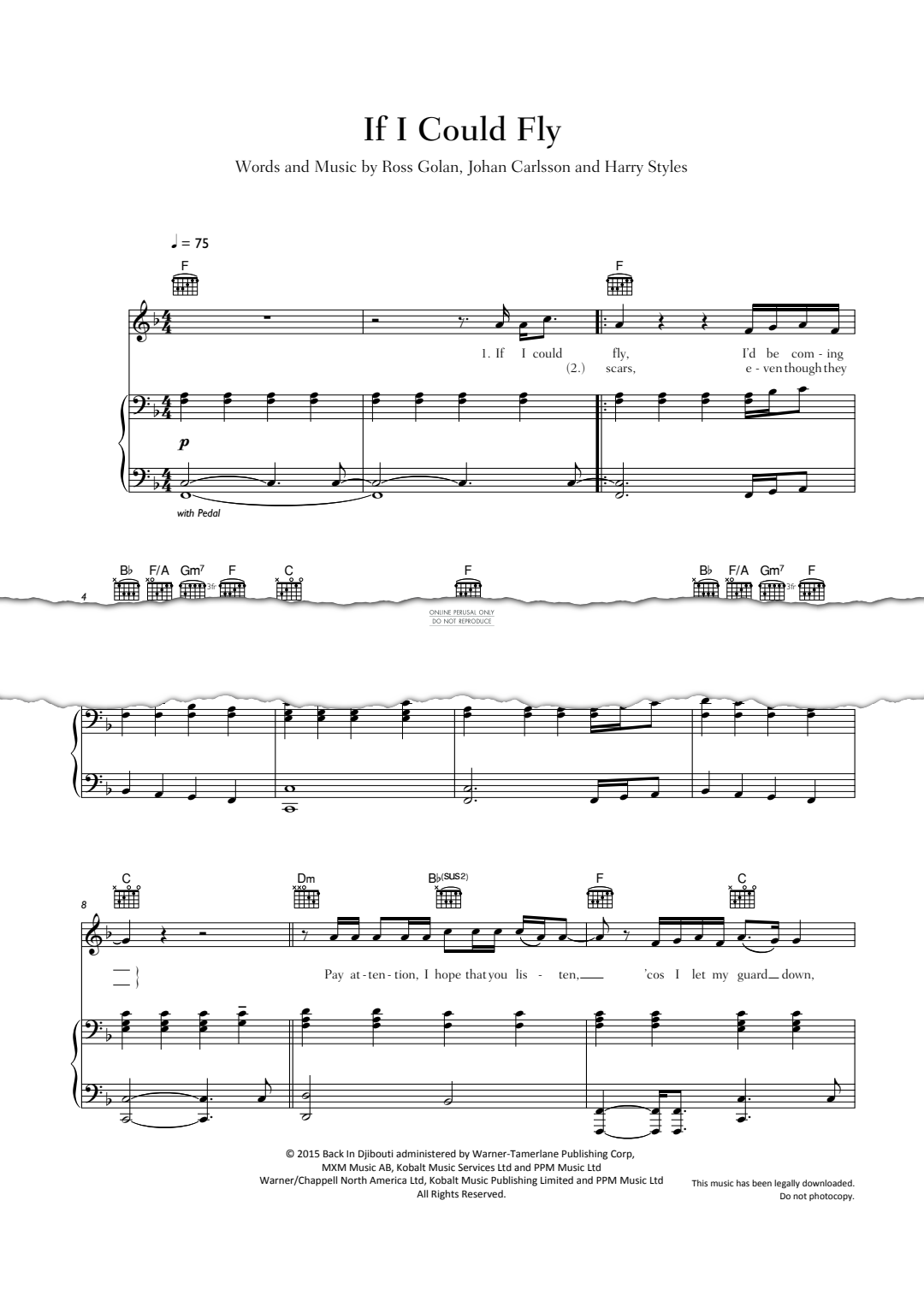Produktgalerie: Seite 1 von 1 If I Could Fly, One Direction, Gesang, Gitarre, Klavier