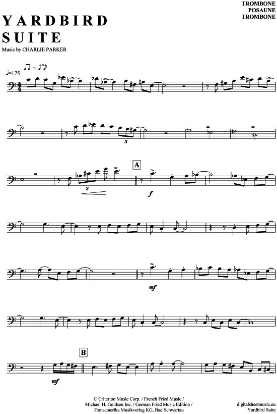 Product gallery: Page 1 of 5 Yardbird Suite - mit Solos , Parker, Charlie, (Posaune / Bariton)