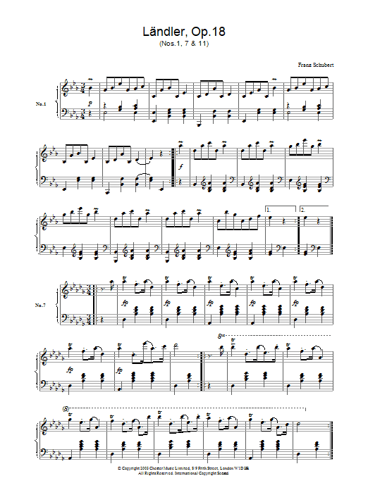 Product gallery: Page 1 of 1 LÄndler, Op.18, Franz Schubert