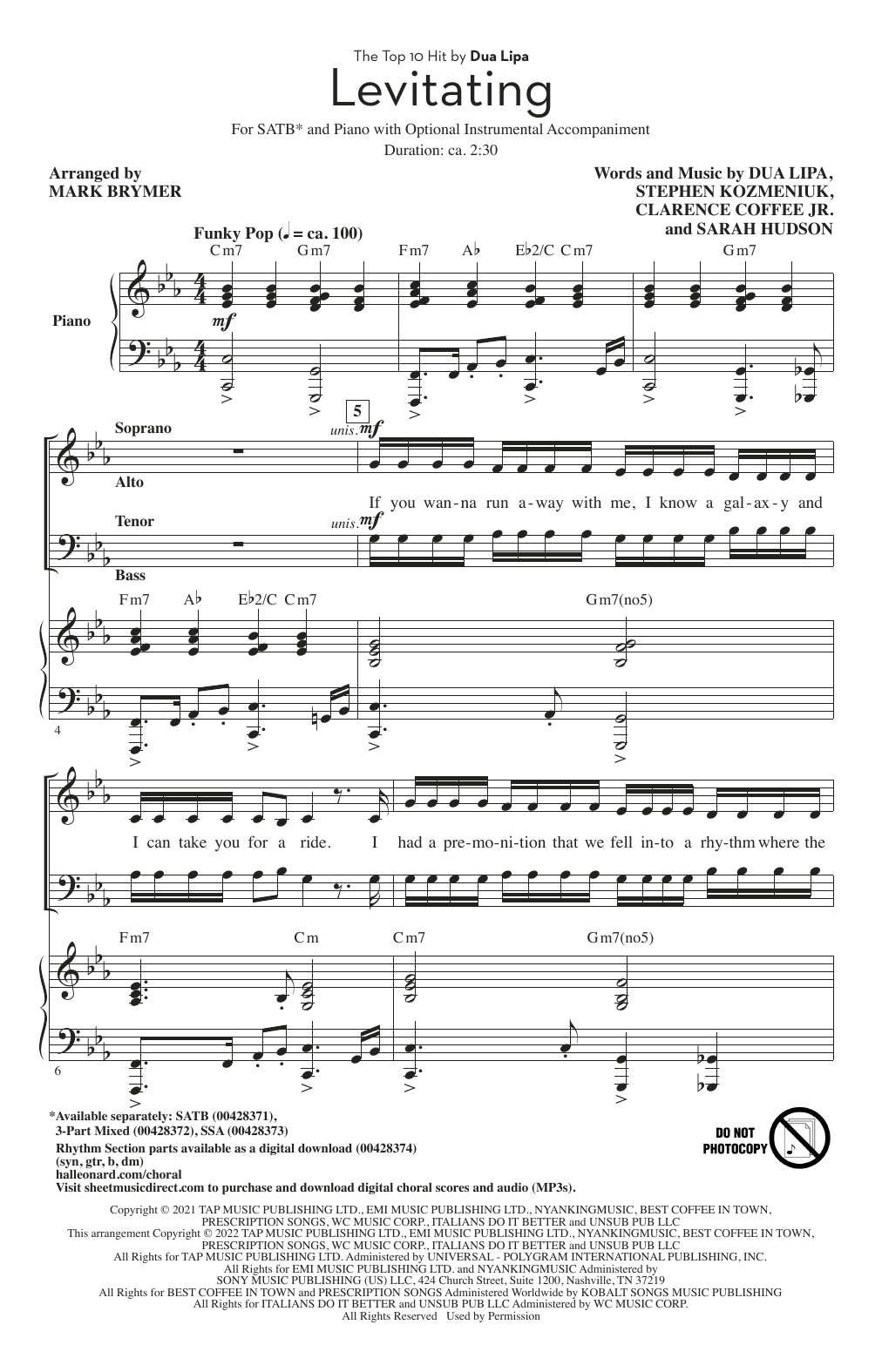 Produktbild zu: Levitating (arr. Mark Brymer)