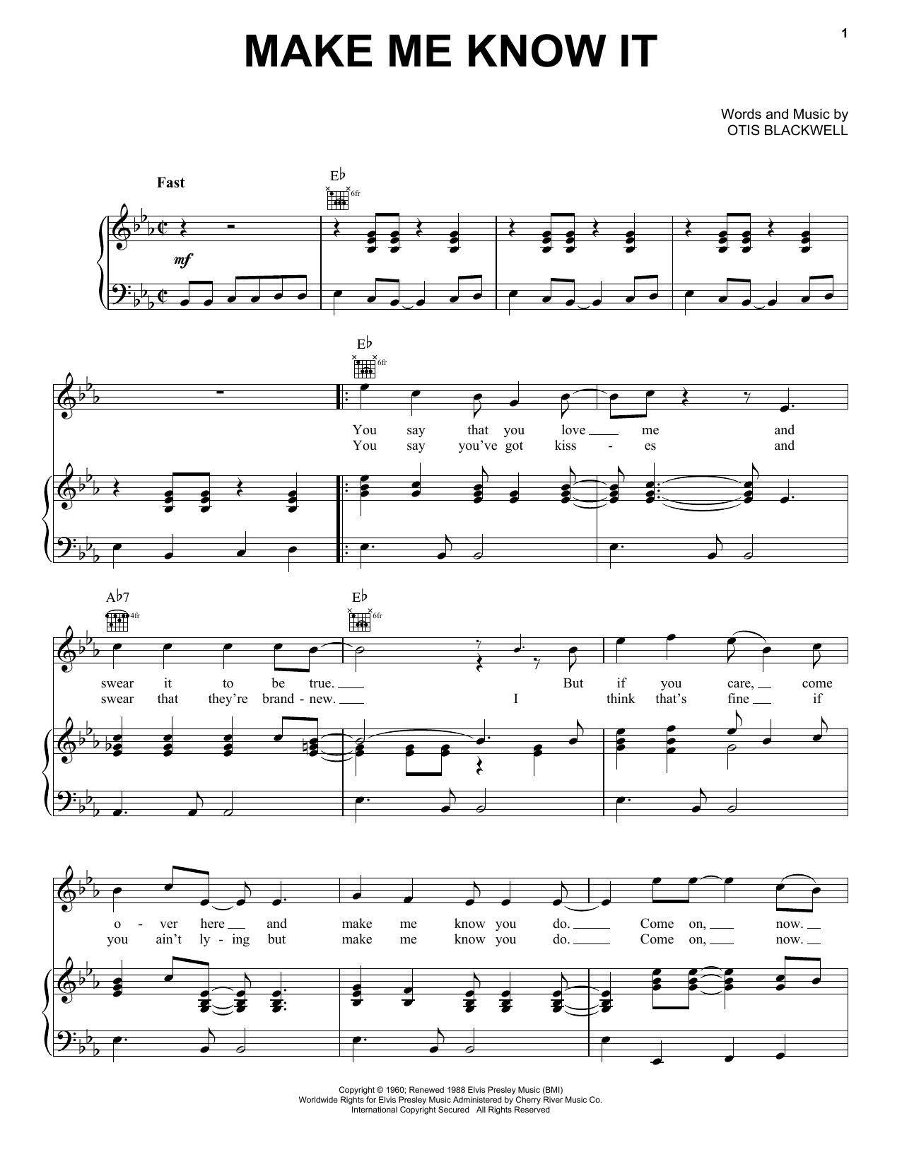 Produktgalerie: Seite 1 von 1 Make Me Know It, Elvis Presley, Gesang, Gitarre, Klavier