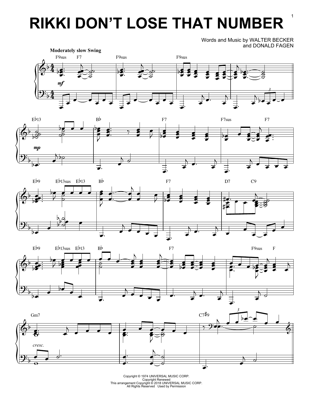 Produktbild zu: Rikki Don't Lose That Number [Jazz version]