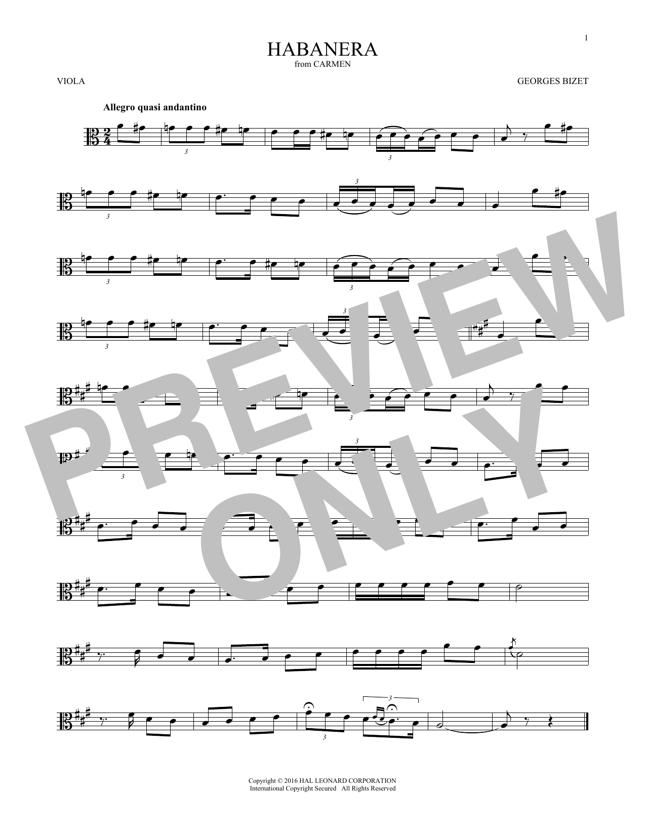 Product gallery: Page 1 of 1 Habanera, Georges Bizet