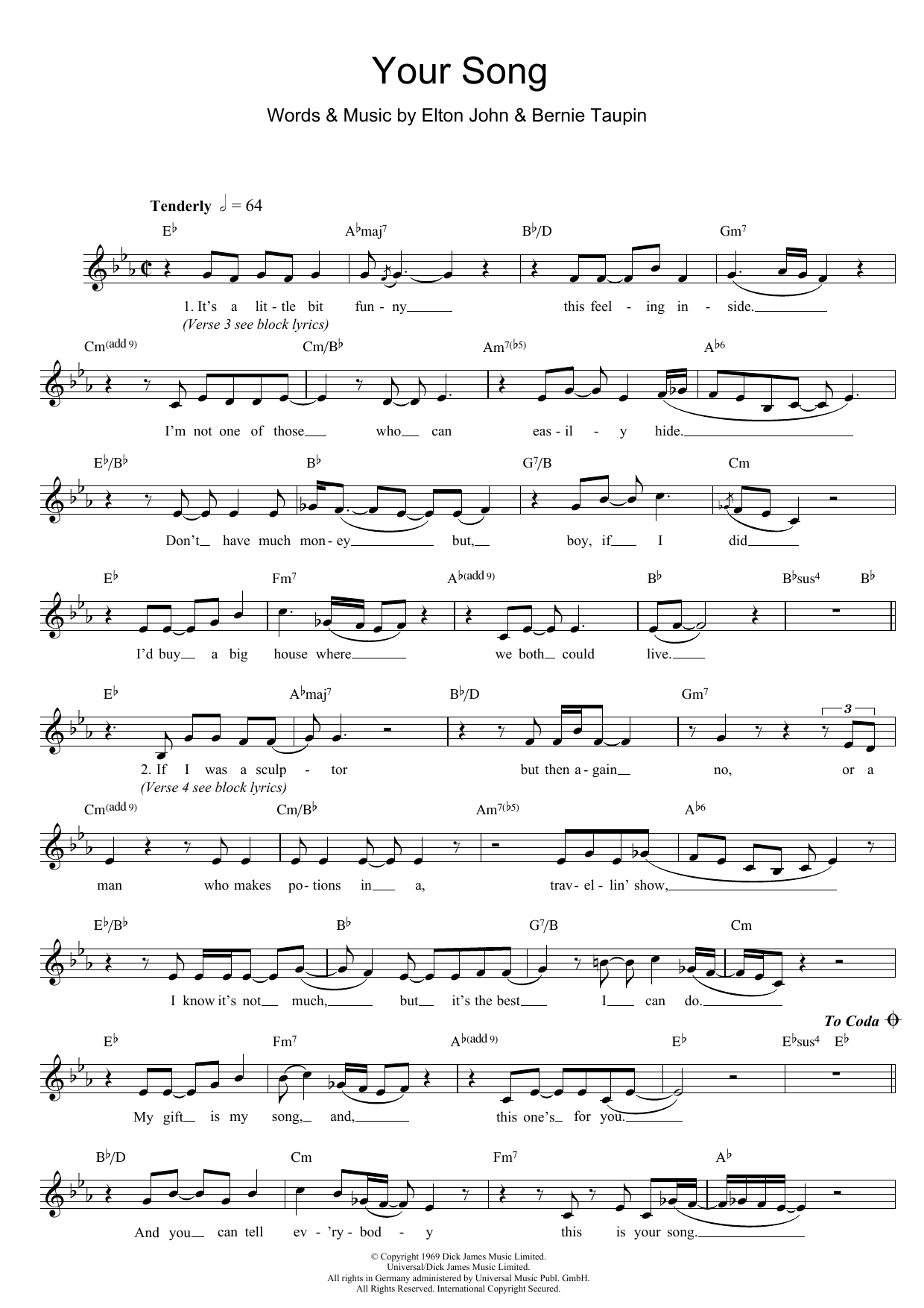 Produktbild zu: Your Song
