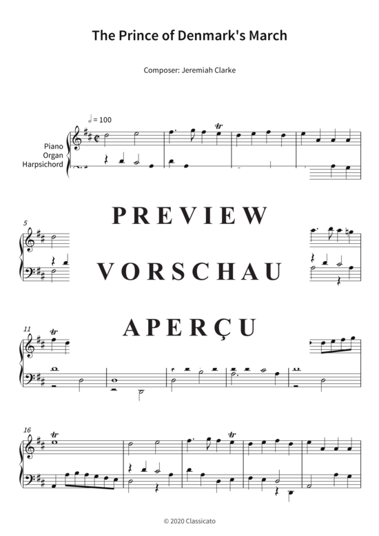 Produktgalerie: Seite 4 von 6 The Prince of Denmark´s March , , Klavier Solo
