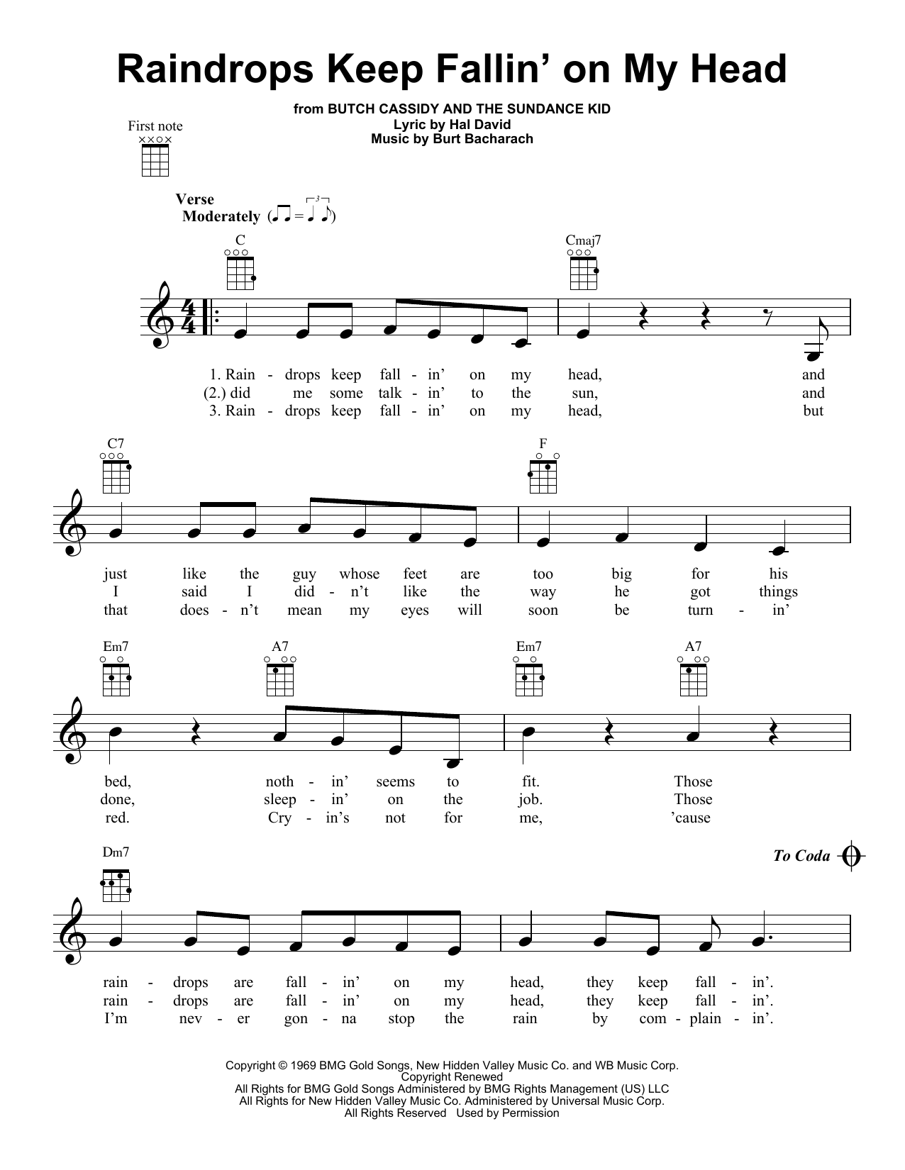 Product gallery: Page 1 of 1 Raindrops Keep Fallin' On My Head, Bacharach & David