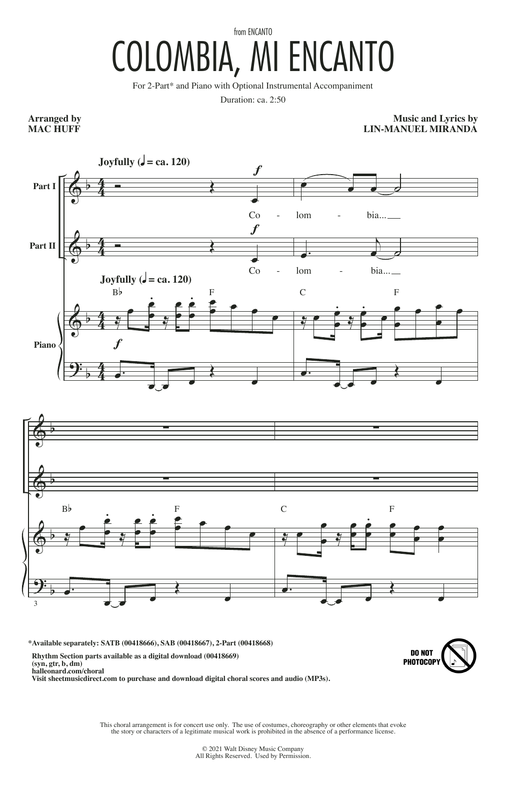 Produktbild zu: Colombia, Mi Encanto (from Encanto) (arr. Mac Huff)