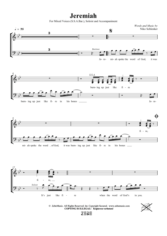 gallery: Jeremiah, , Gemischter Chor SAM/Solo opt. und Klavier