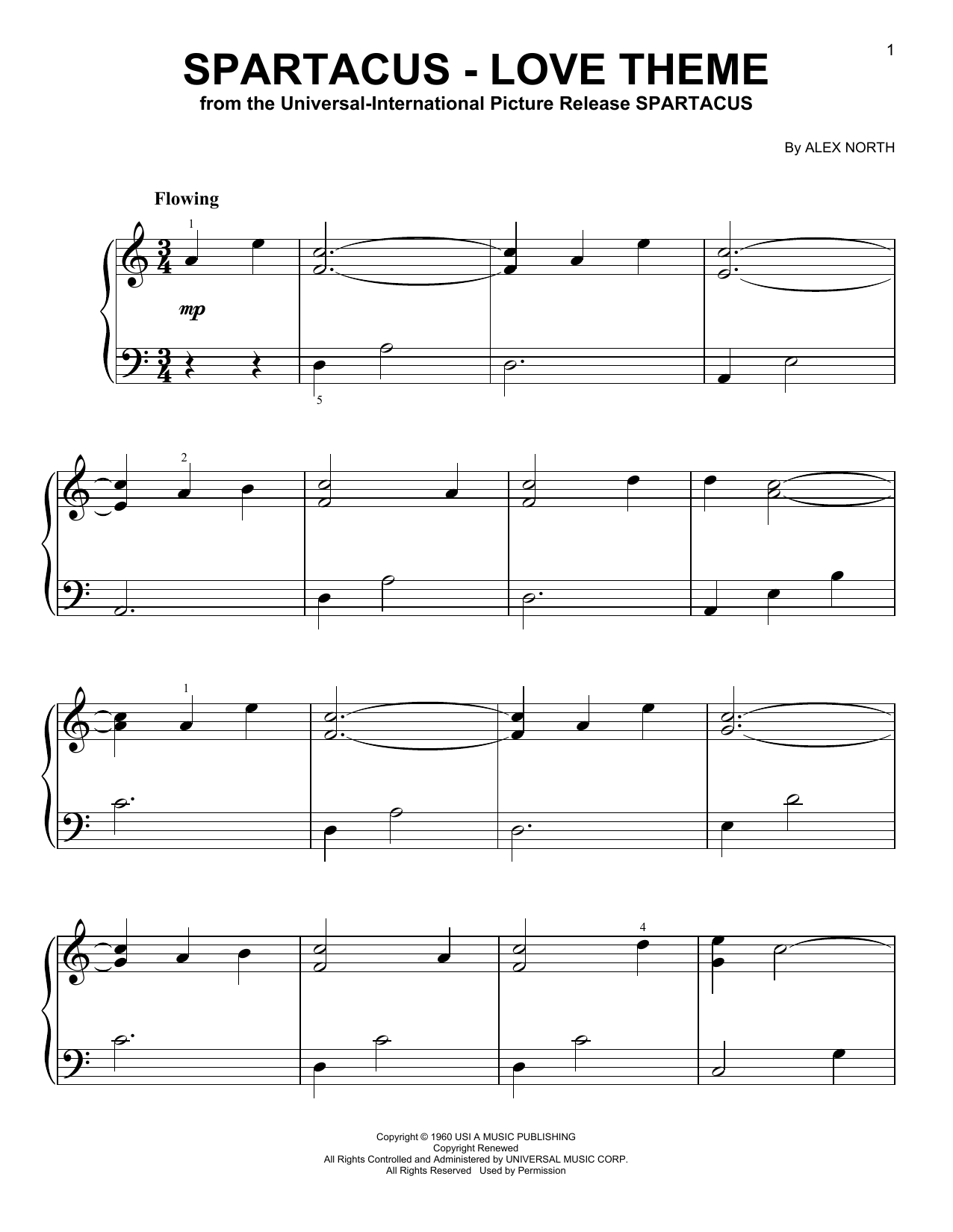 Produktgalerie: Seite 1 von 1 Spartacus - Love Theme (from Spartacus), Alex North, Klavier