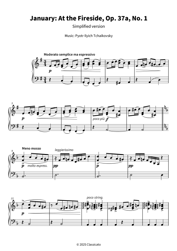 Product gallery: Page 1 of 6 January: At the Fireside - Simplified version, , Piano Solo