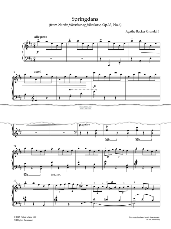 Produktgalerie: Seite 1 von 1 Springdans (from Norske folkeviser og folkedanse, Op. 33 No. 6), Agathe Backer Grøndahl, Klavier