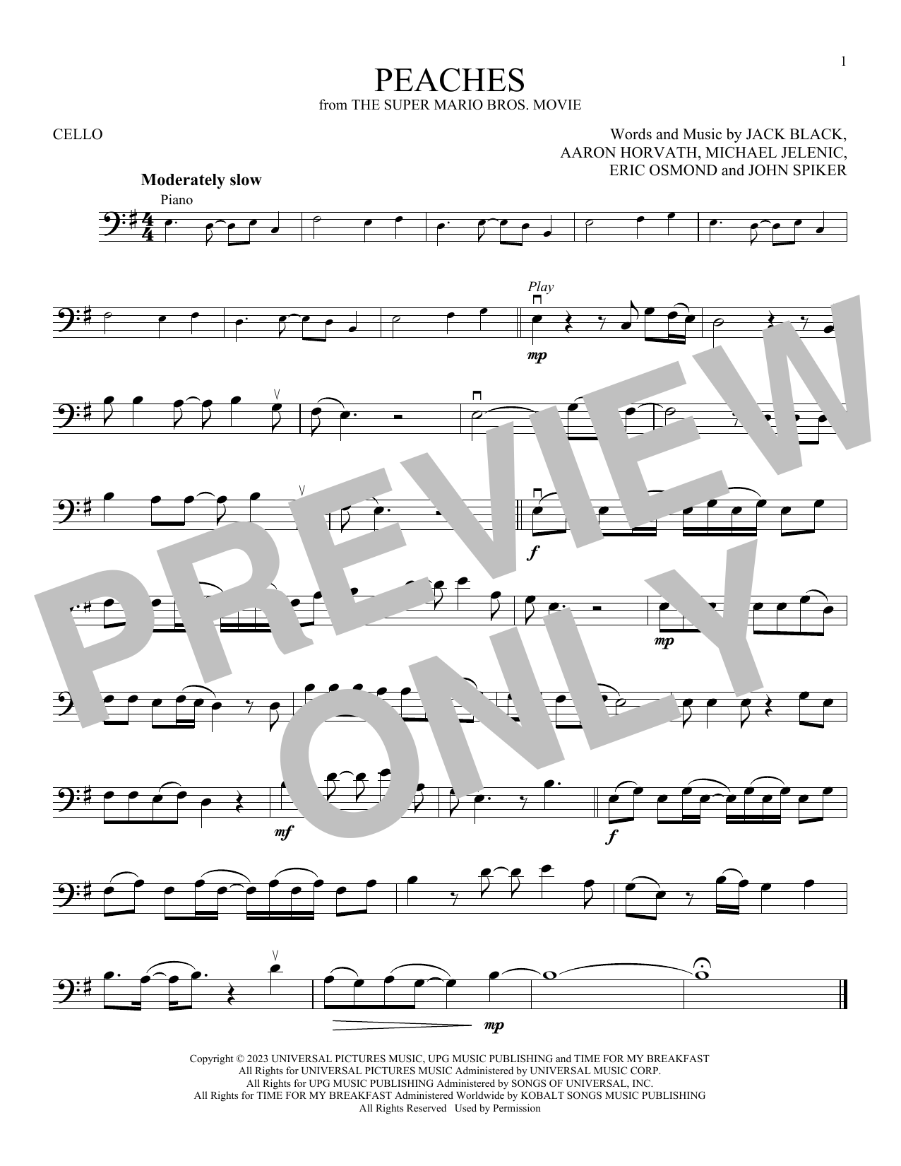 Produktgalerie: Seite 1 von 1 Peaches (from The Super Mario Bros. Movie), Jack Black, Violoncello