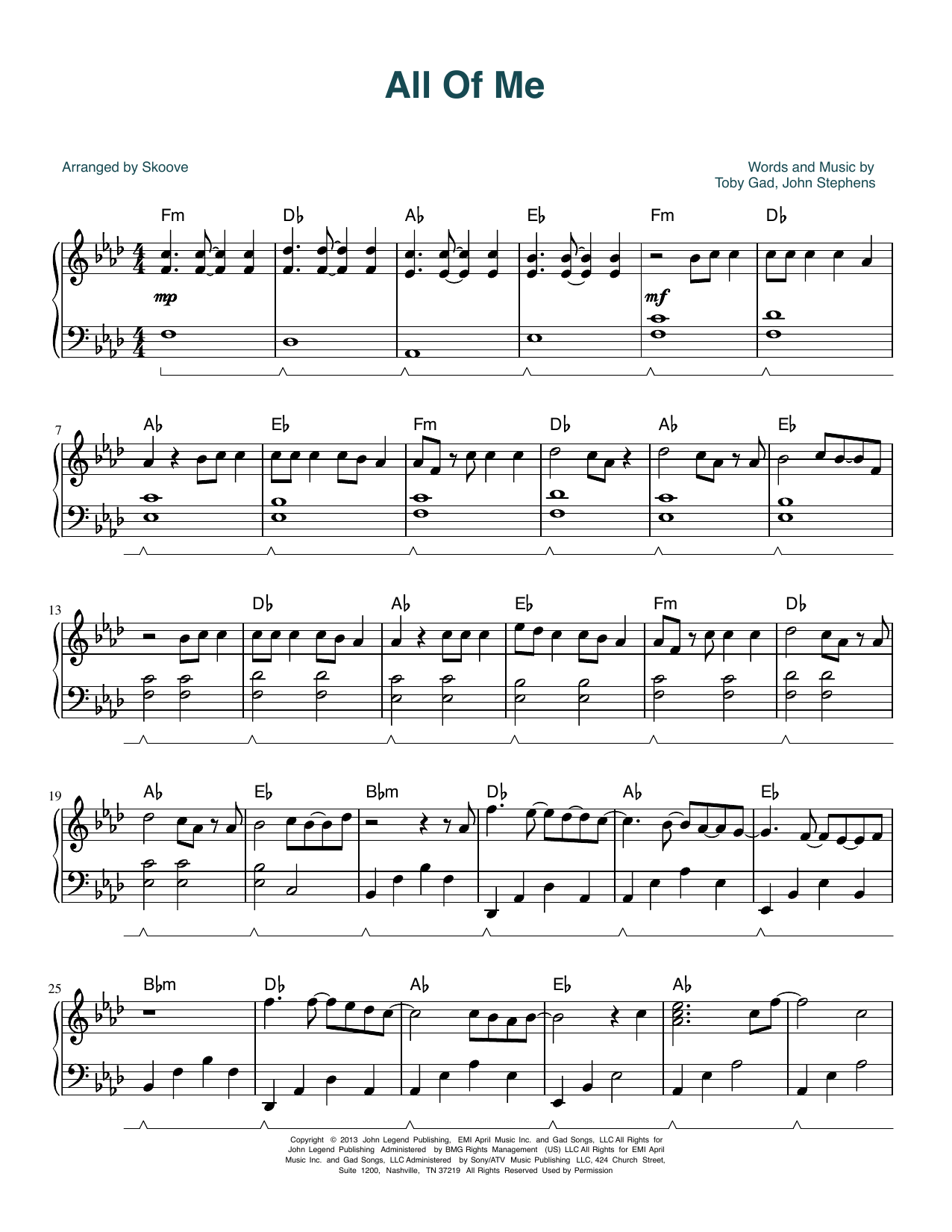 Produktbild zu: All Of Me (arr. Skoove)