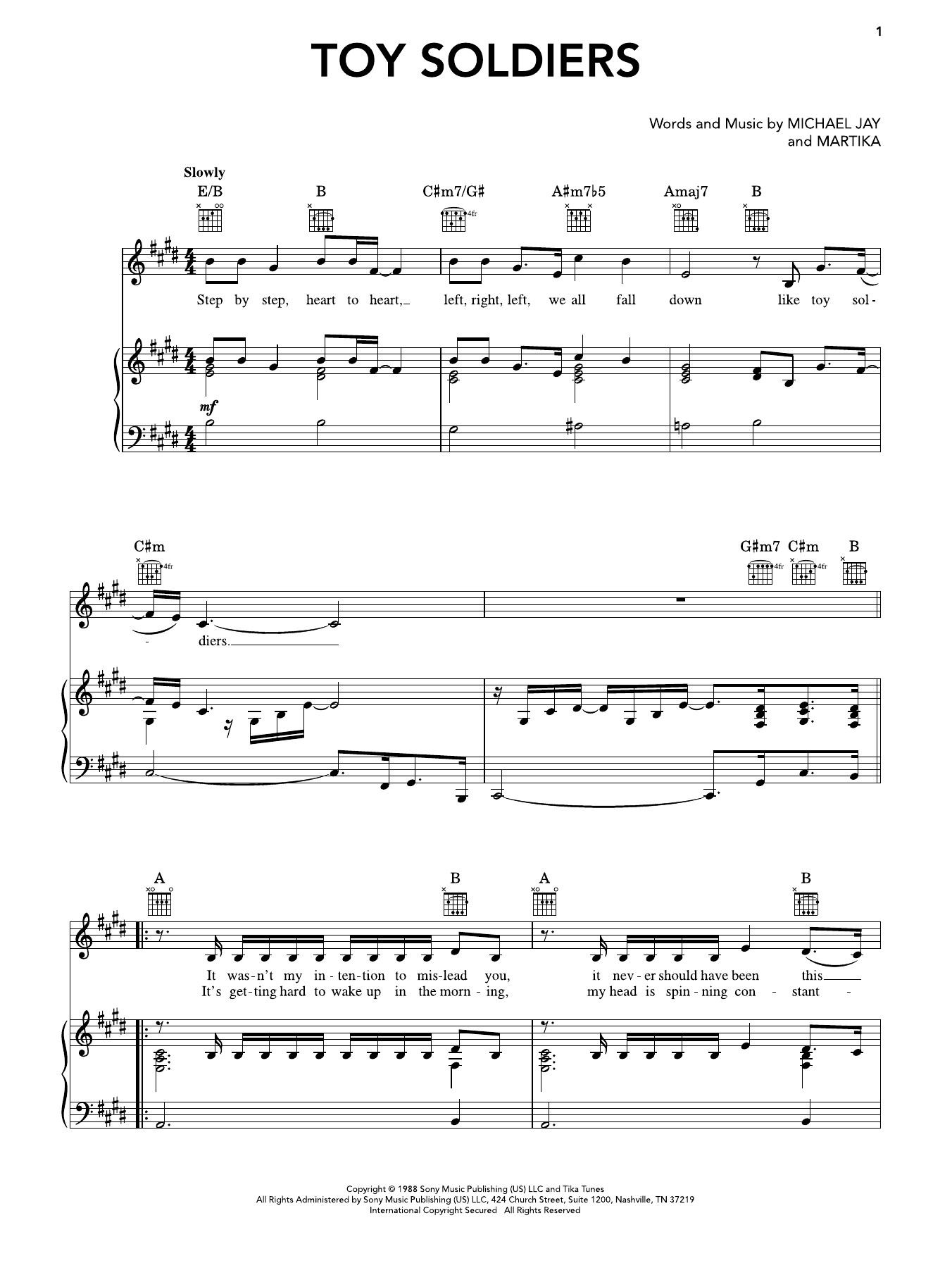 Produktgalerie: Seite 1 von 1 Toy Soldiers, Martika, Gesang, Gitarre, Klavier