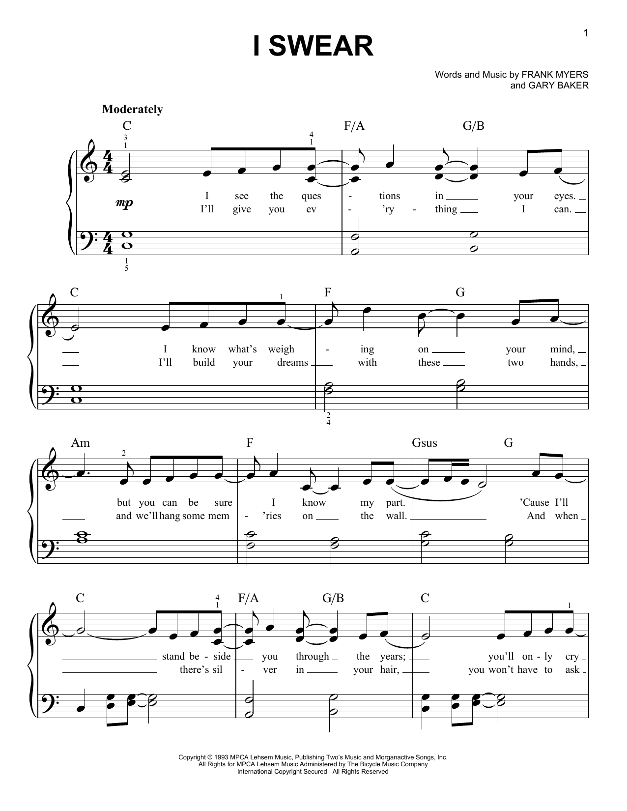 Produktgalerie: Seite 1 von 1 I Swear, John Michael Montgomery, Klavier