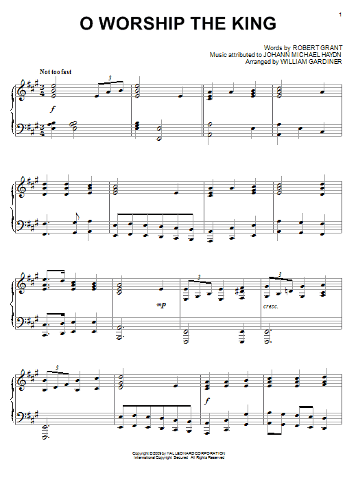 Product gallery: Page 1 of 1 O Worship The King, Robert Grant